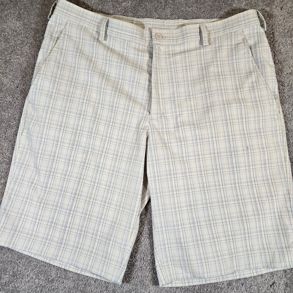 Nike Golf Dri-fit Mens Shorts Size 36 Cream Plaid Golf Standard Fit Casual